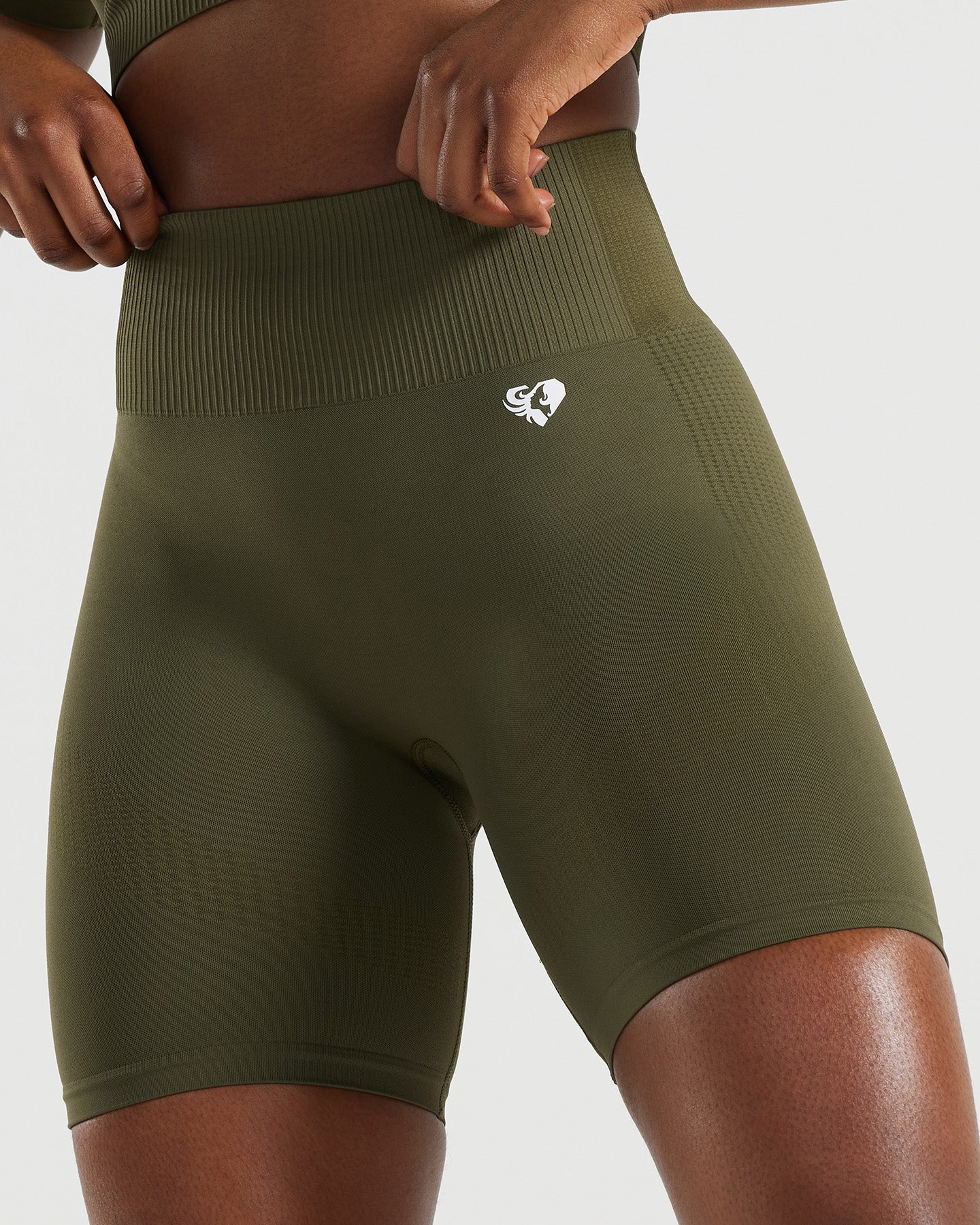 Power High Waist Cycling Shorts | Khaki - Image 4