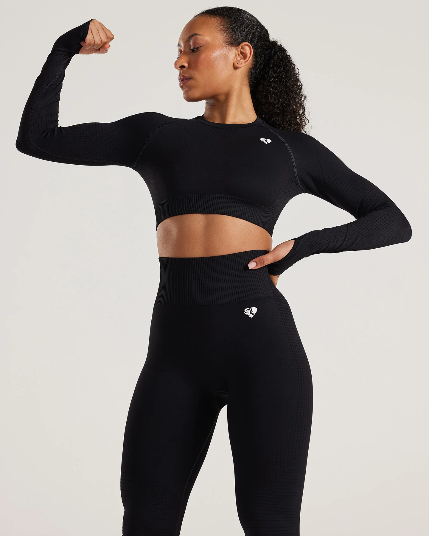 Power Long Sleeve Crop Top | Black - Image 6
